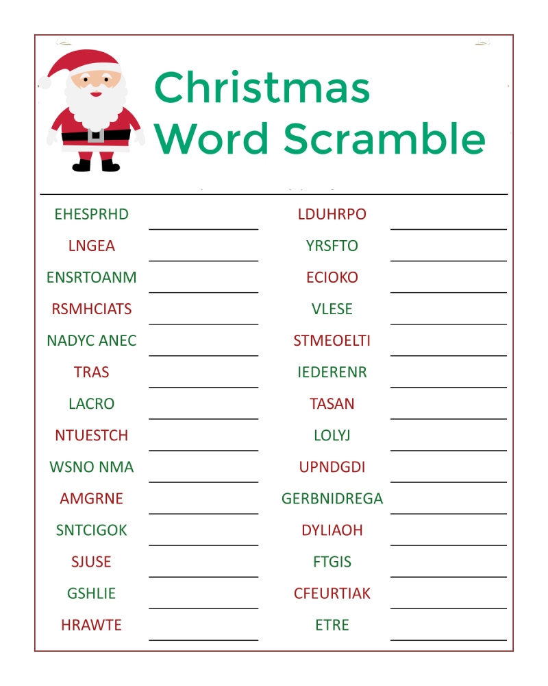 Christmas Word Scramble Christmas Word Scramble