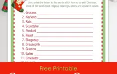 Christmas Word Scramble Free Printable