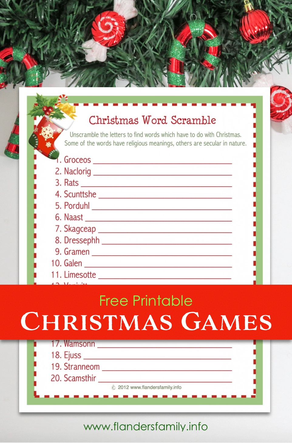christmas word scramble printable with answers