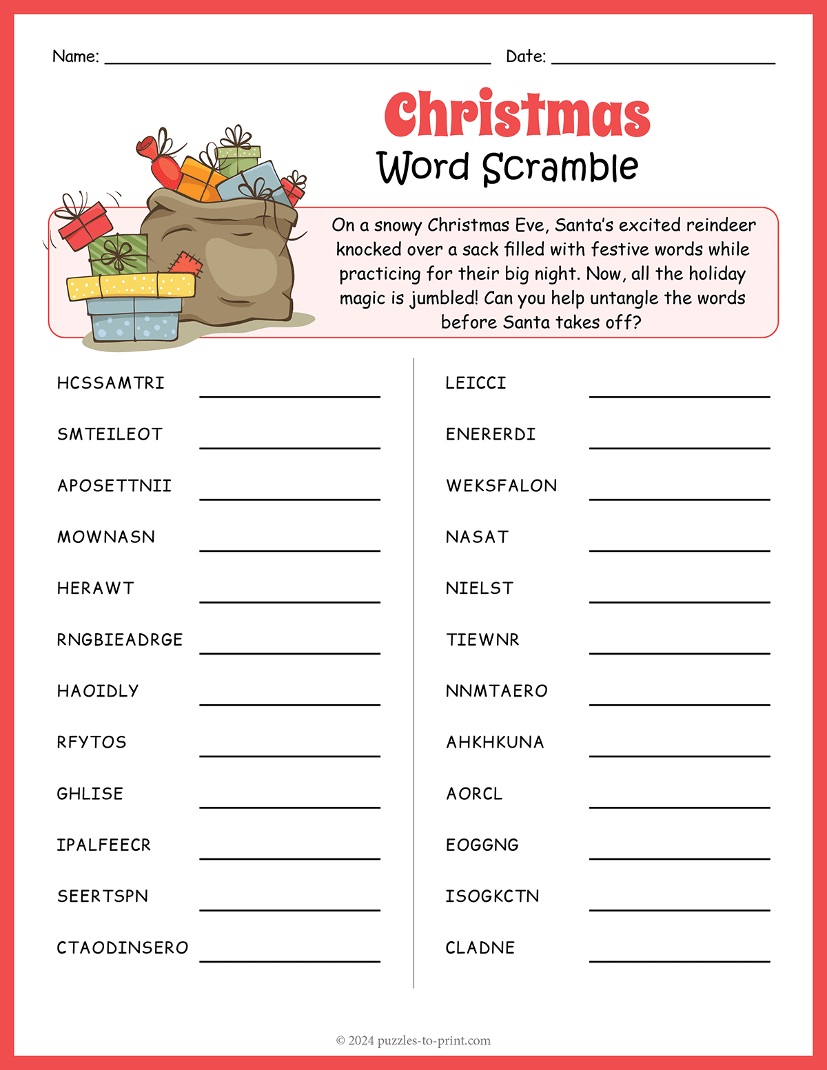 Christmas Word Scramble shtml