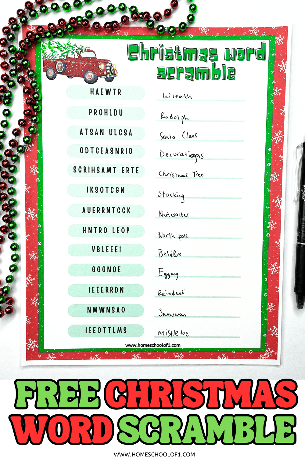 Christmas Word Scramble