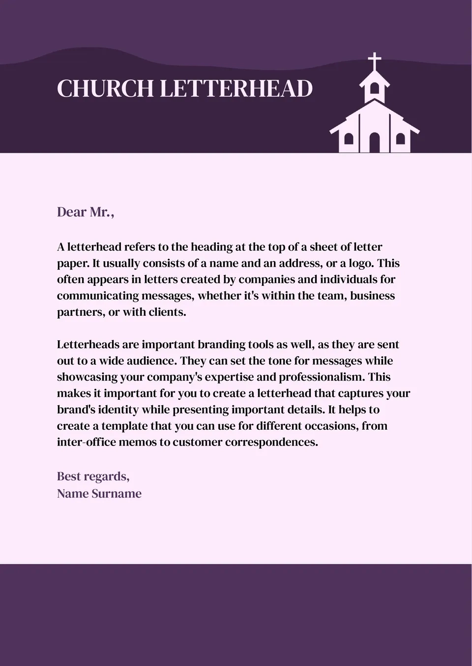 Church Letterhead Template Church Letterhead Template