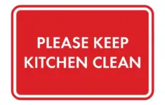 Classic Framed Please Keep Kitchen Clean Sign Red Large