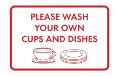 Classic Framed Please Wash Your Own Cups And Dishes Sign White Red Small