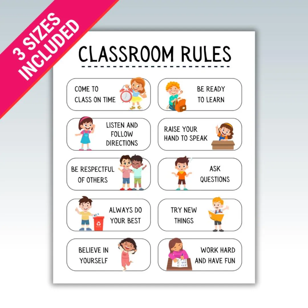 Classroom Rules Poster Printable Art For Classroom Rules Poster Printable Art For
