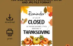 Closed For Thanksgiving Sign