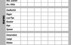 Cluedo Classic Score Sheets English Fran ais