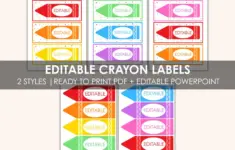 Colorful Crayon Name Labels 7x3 Editable