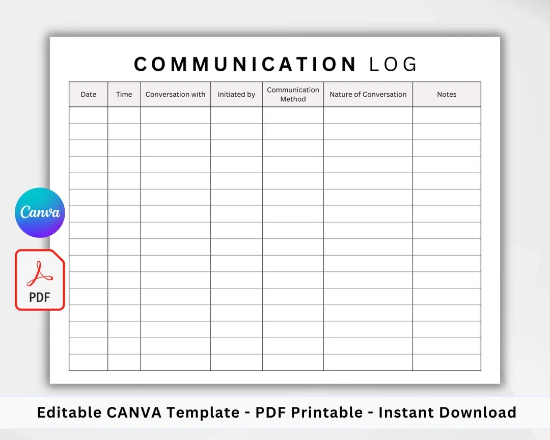 Communication Log Printable Call Tracker