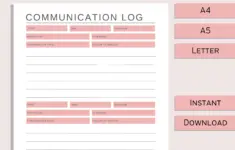 Communication Log Printable Conversation
