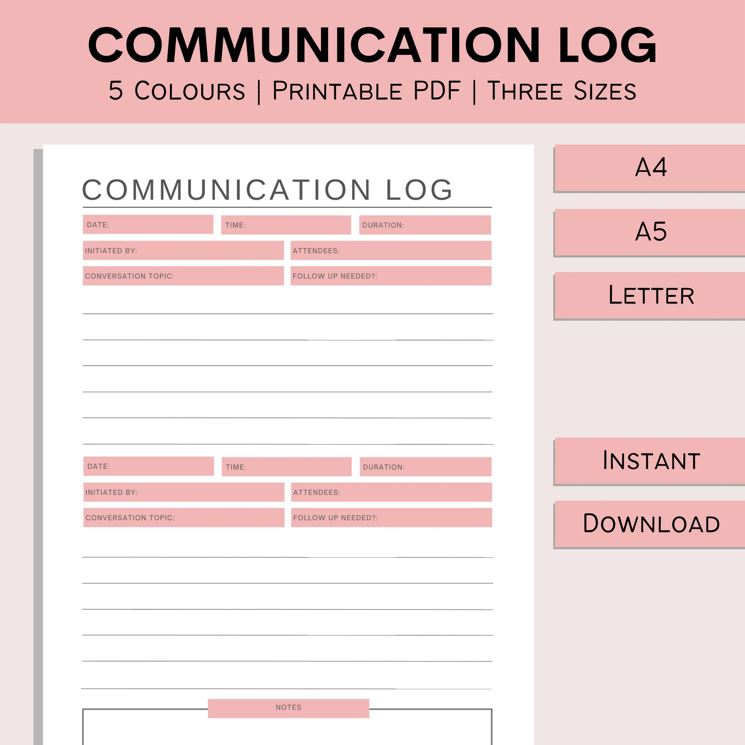 Communication Log Printable Conversation