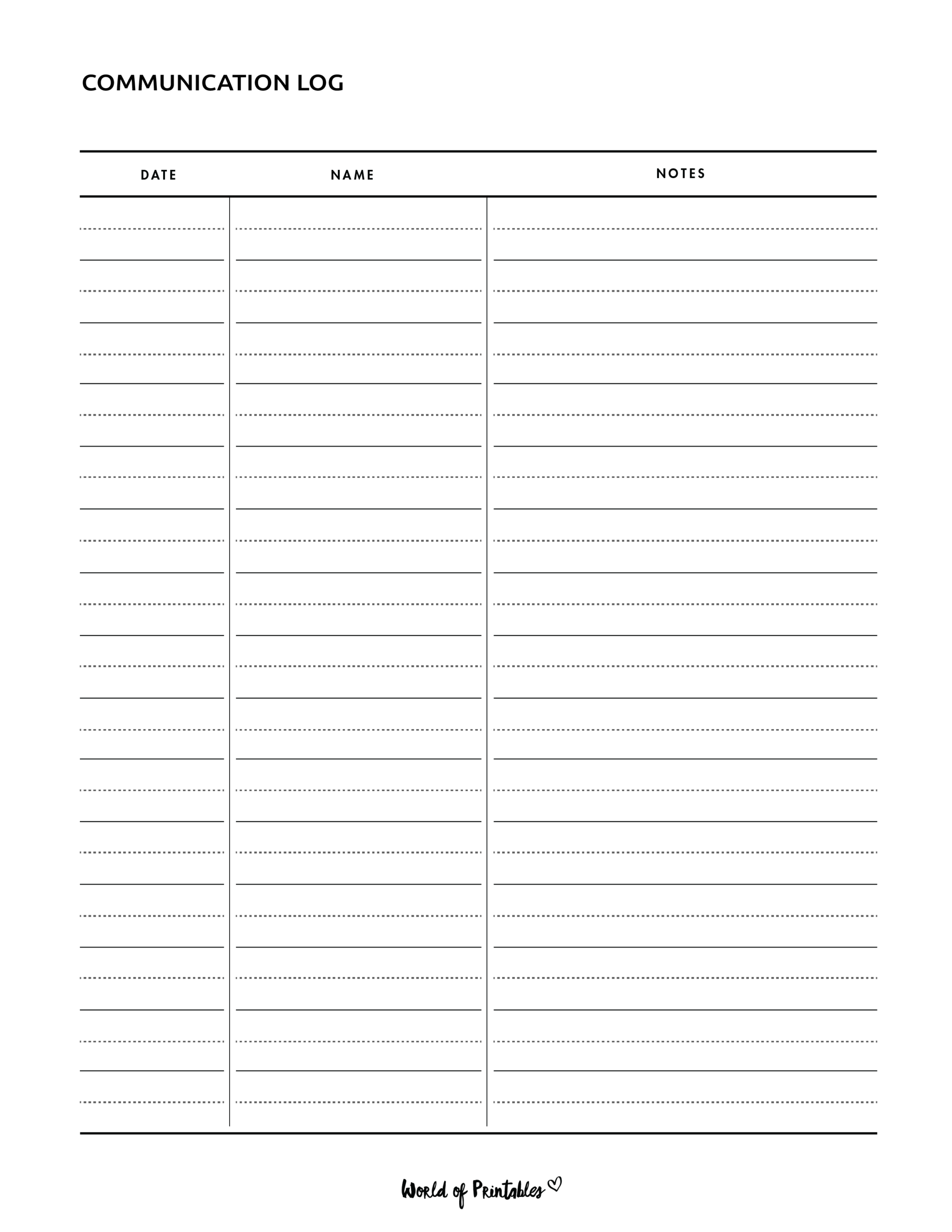 Communication Log