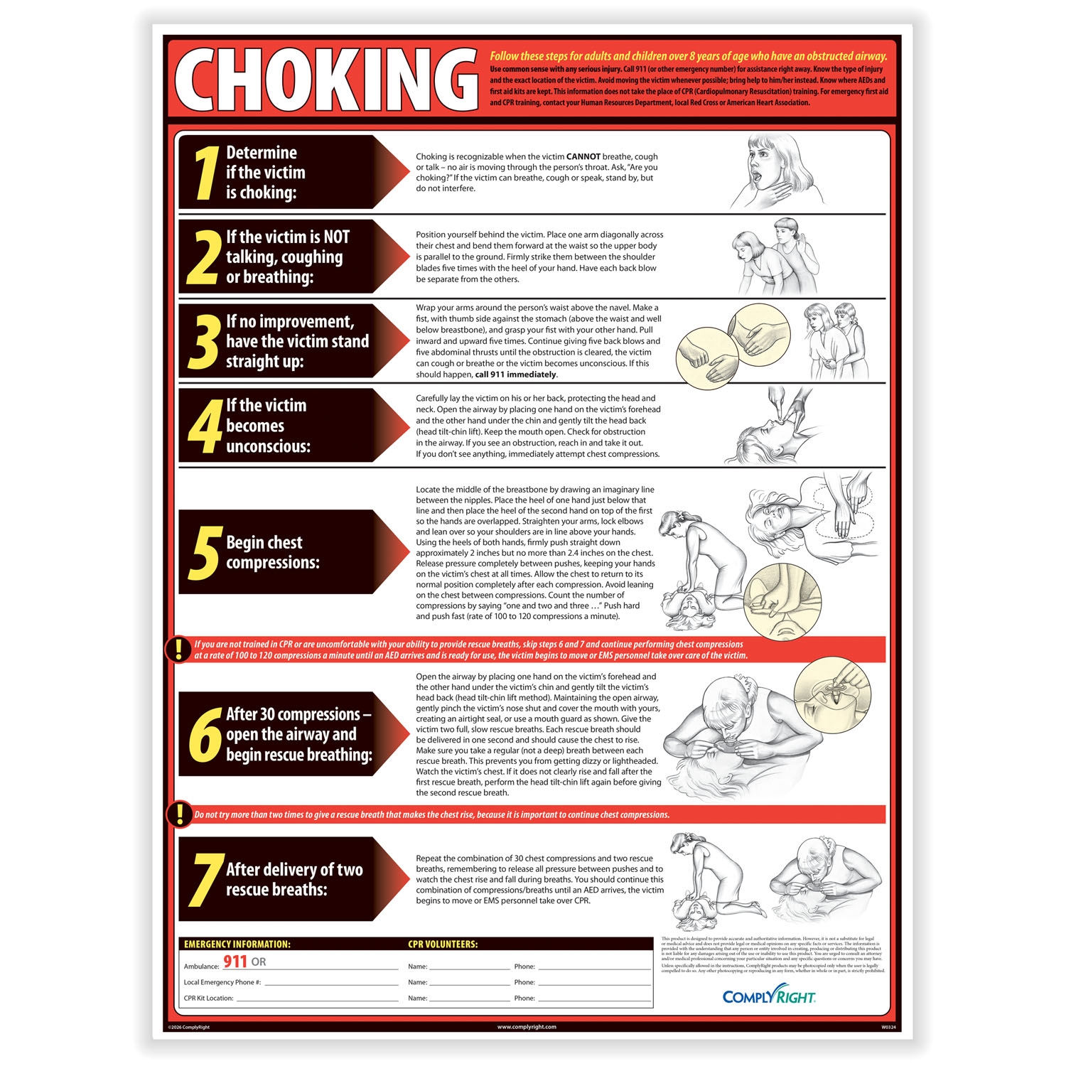 Complyright Lifesaving Choking Poster Complyright Lifesaving Choking Poster