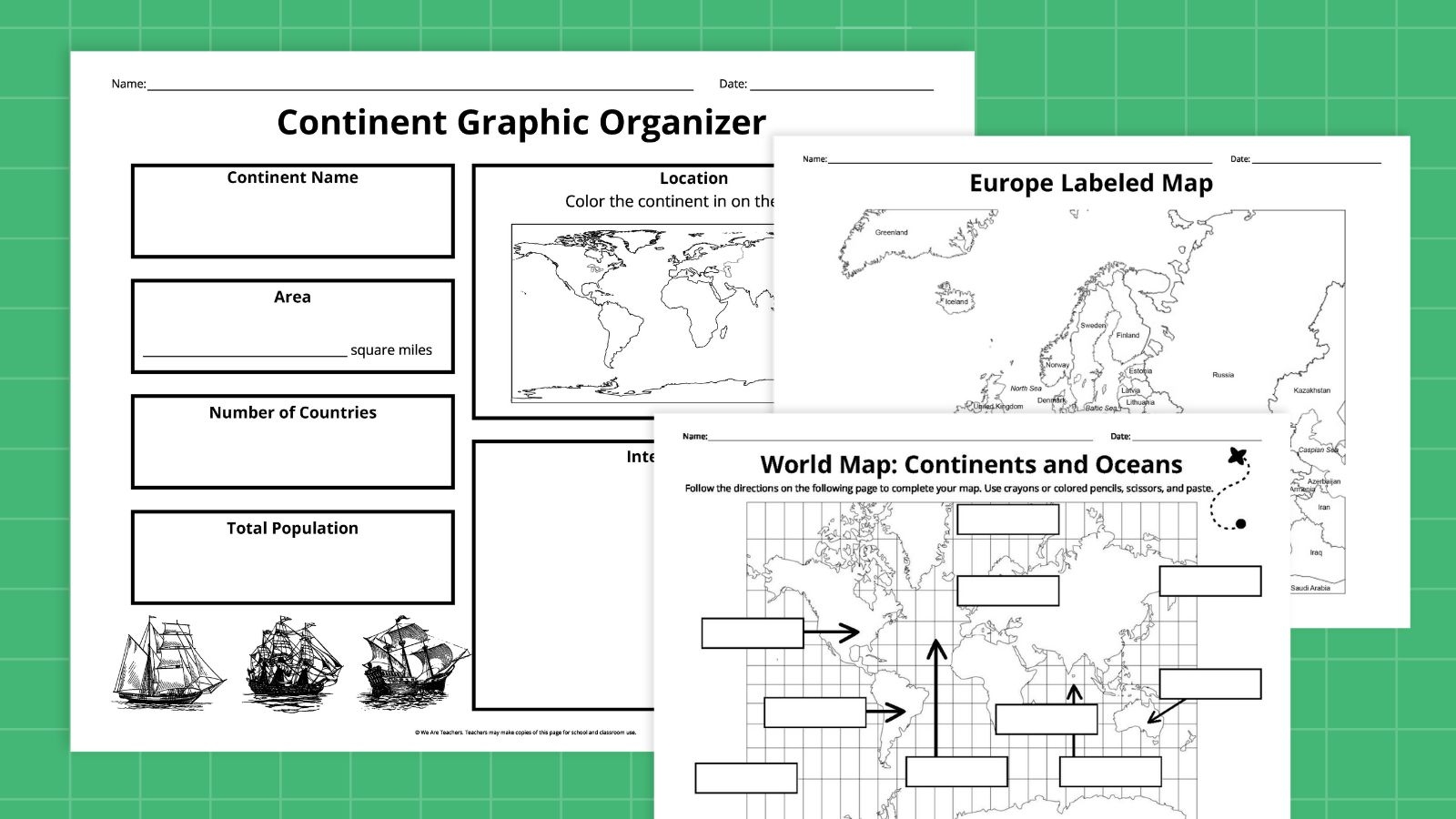 Continents And Oceans Map