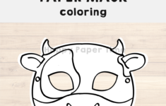 Cow Paper Mask Printable Farm Animal Coloring Craft Activity Costume