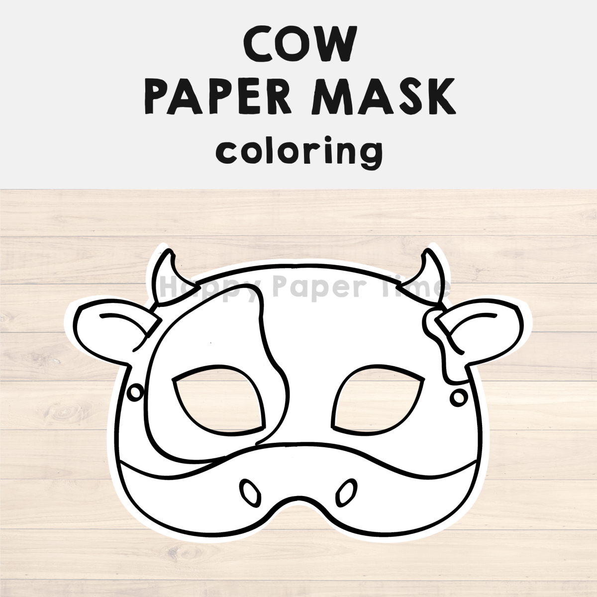 Cow Paper Mask Printable Farm Animal Coloring Craft Activity Costume Cow Paper Mask Printable Farm Animal Coloring Craft Activity Costume