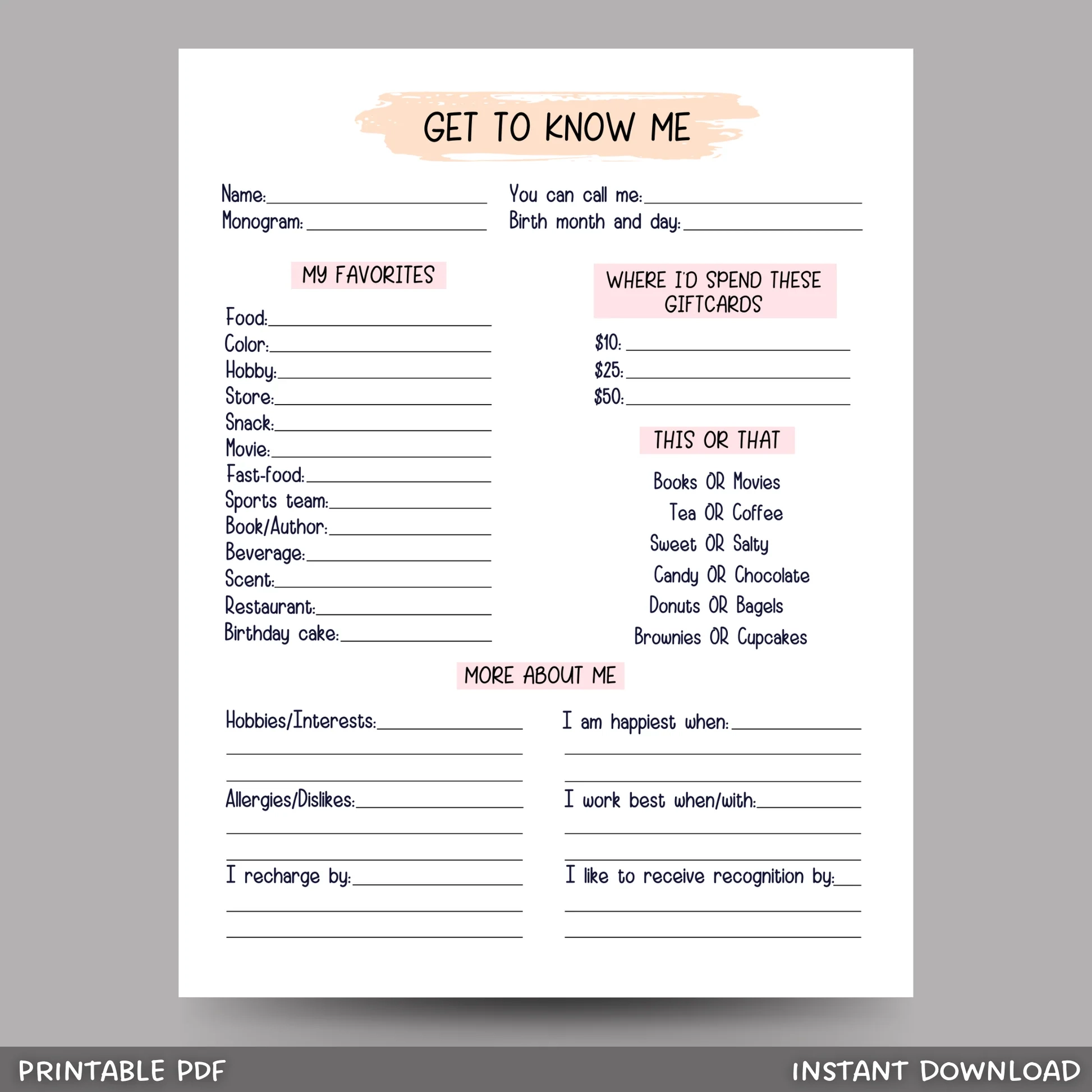Coworker Questions Printable All About 21747 Coworker Questions Printable All About 21747