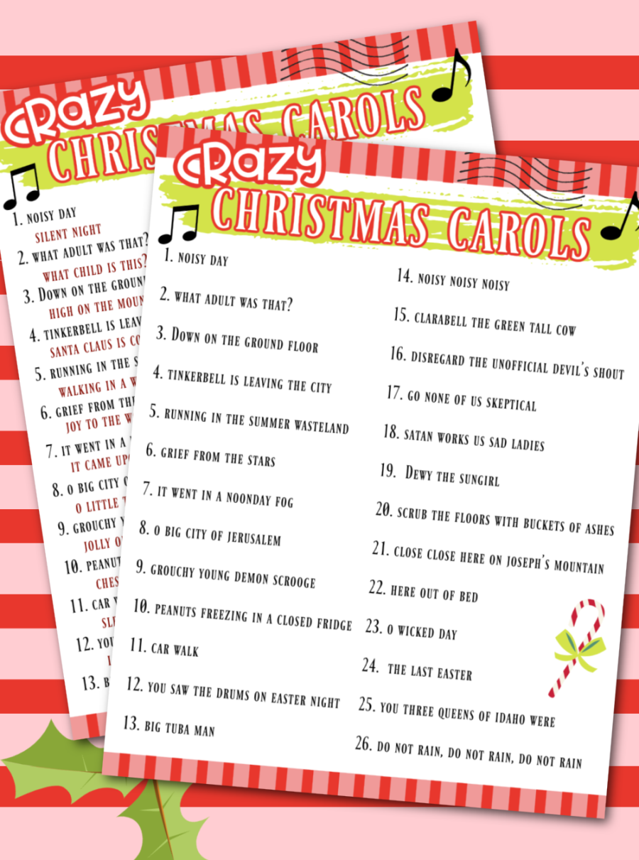 Crazy Christmas Carols Printable