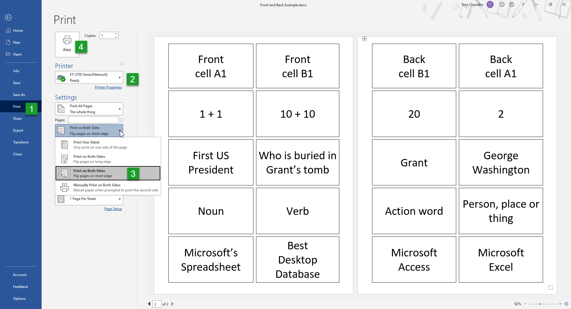 Create Flash Cards With Word Create Flash Cards With Word