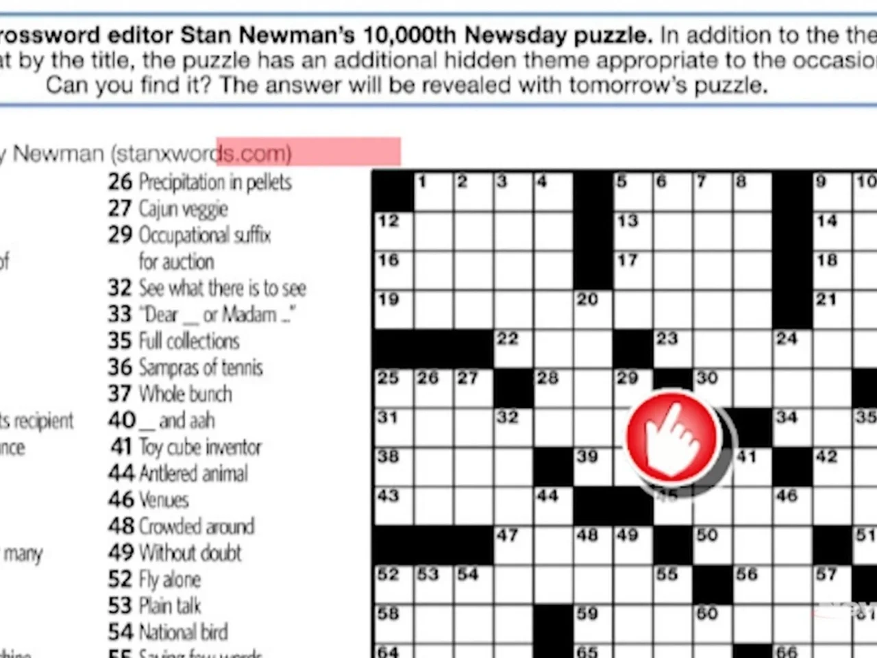 Crossword Puzzle Stan Newman V70943