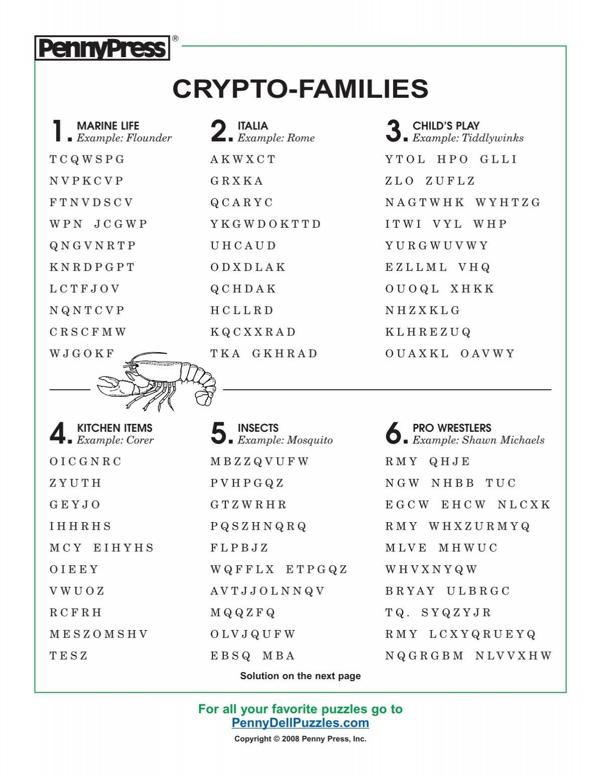 Crypto Families Pennydellpuzzles