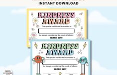 Cute Kids Kindness Award Template