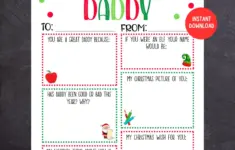 Daddy Christmas Card Printable Kids