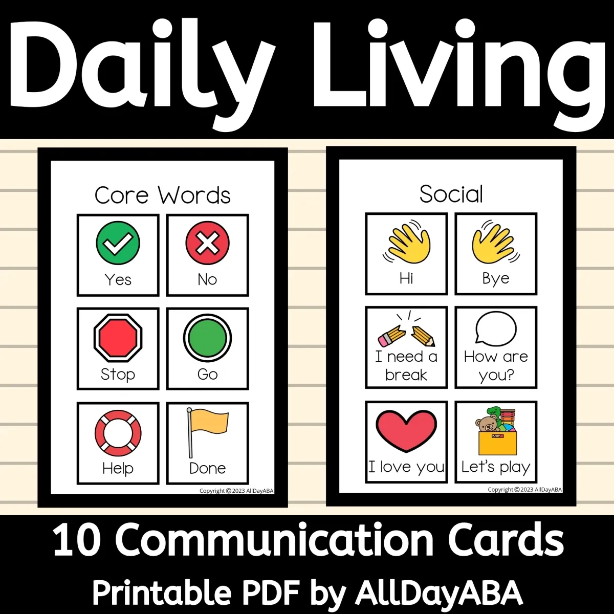 Daily Living Communication Cards For Aba Portable Aac Boards And Autism Visuals Daily Living Communication Cards For Aba Portable Aac Boards And Autism Visuals