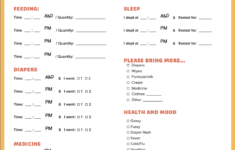 Daily Report Daily Sheet For Daycare