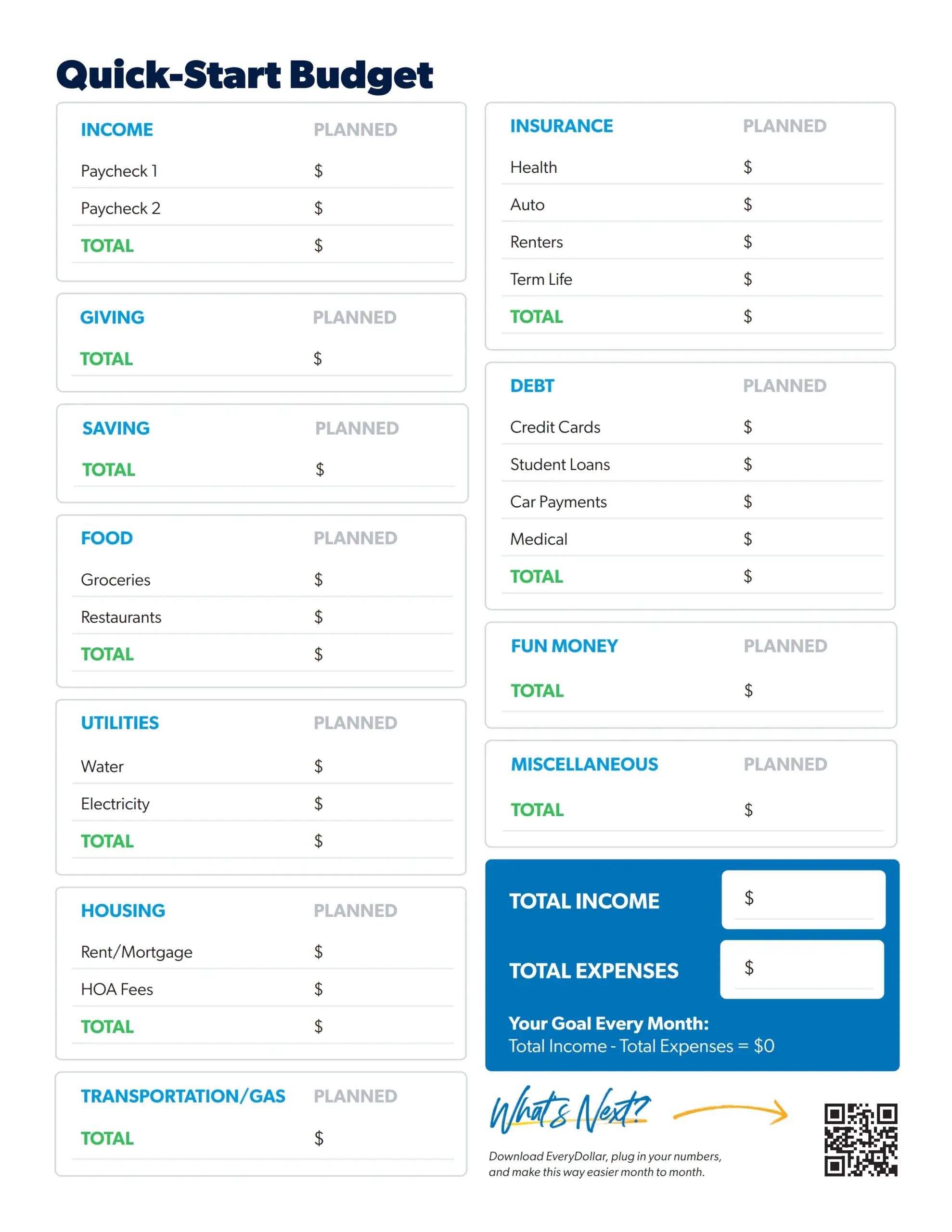 Dave Ramsey Budget Forms Template Download
