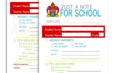 Day 5 Editable School Absence Note