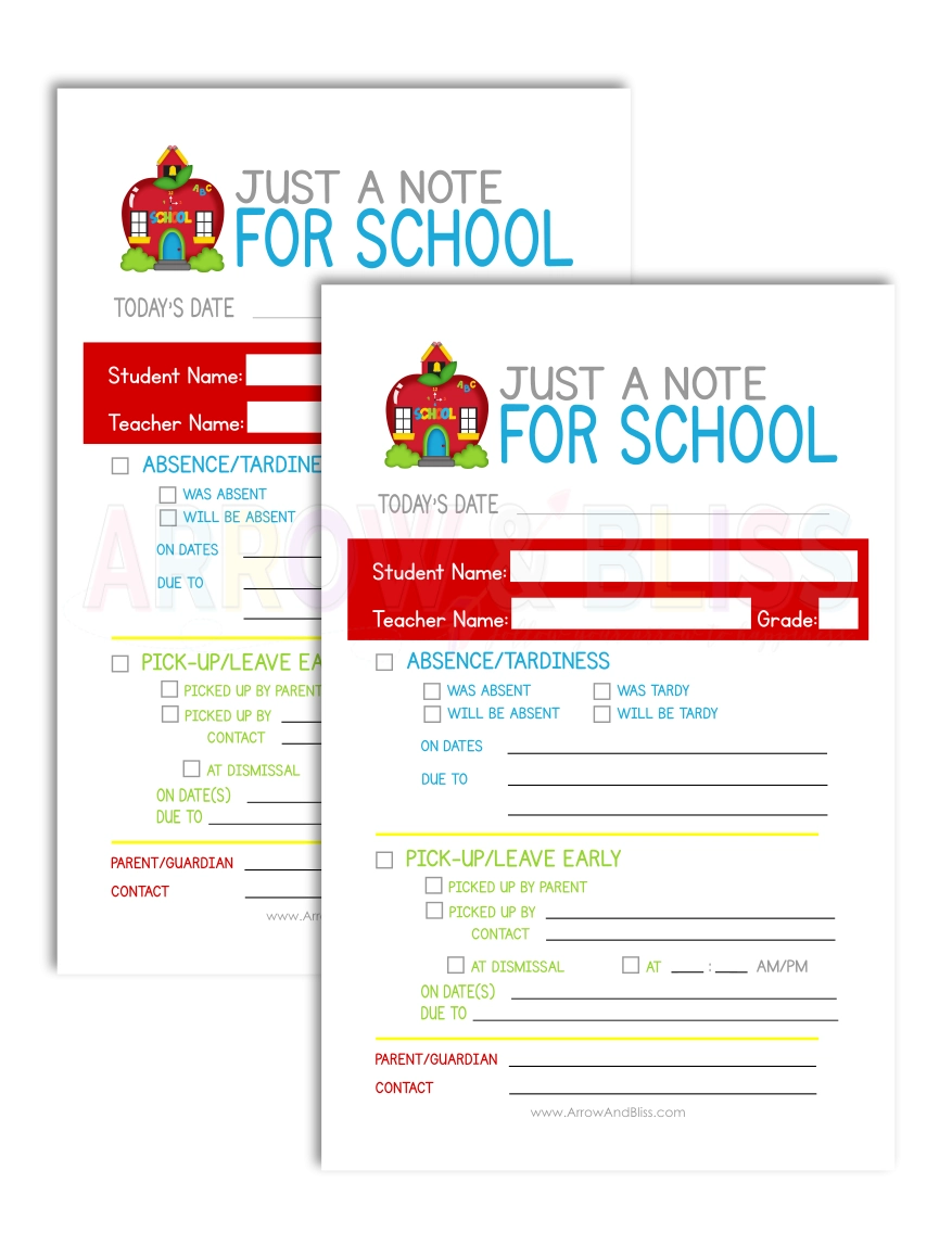 Day 5 Editable School Absence Note Day 5 Editable School Absence Note