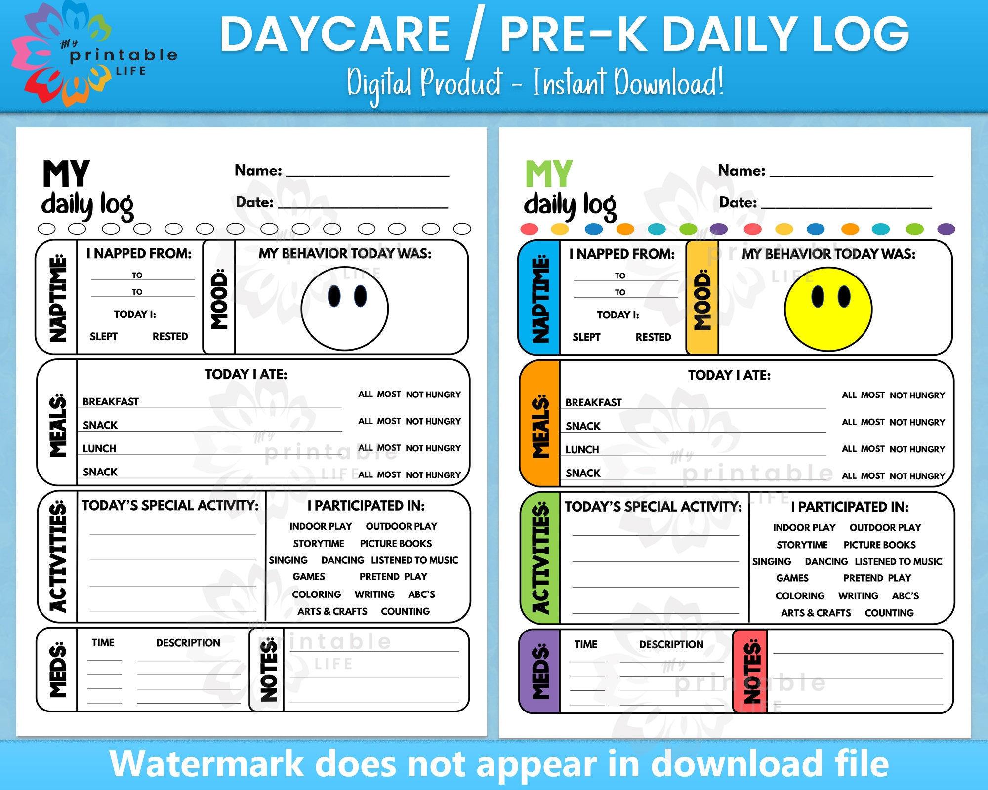 Daycare Daily Log Printable Report Daycare Daily Log Printable Report