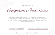Delicate Professional Baptism Certificate Template