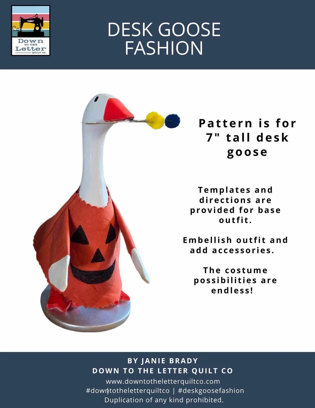 Desk Goose Outfit Sewing Pattern For 7