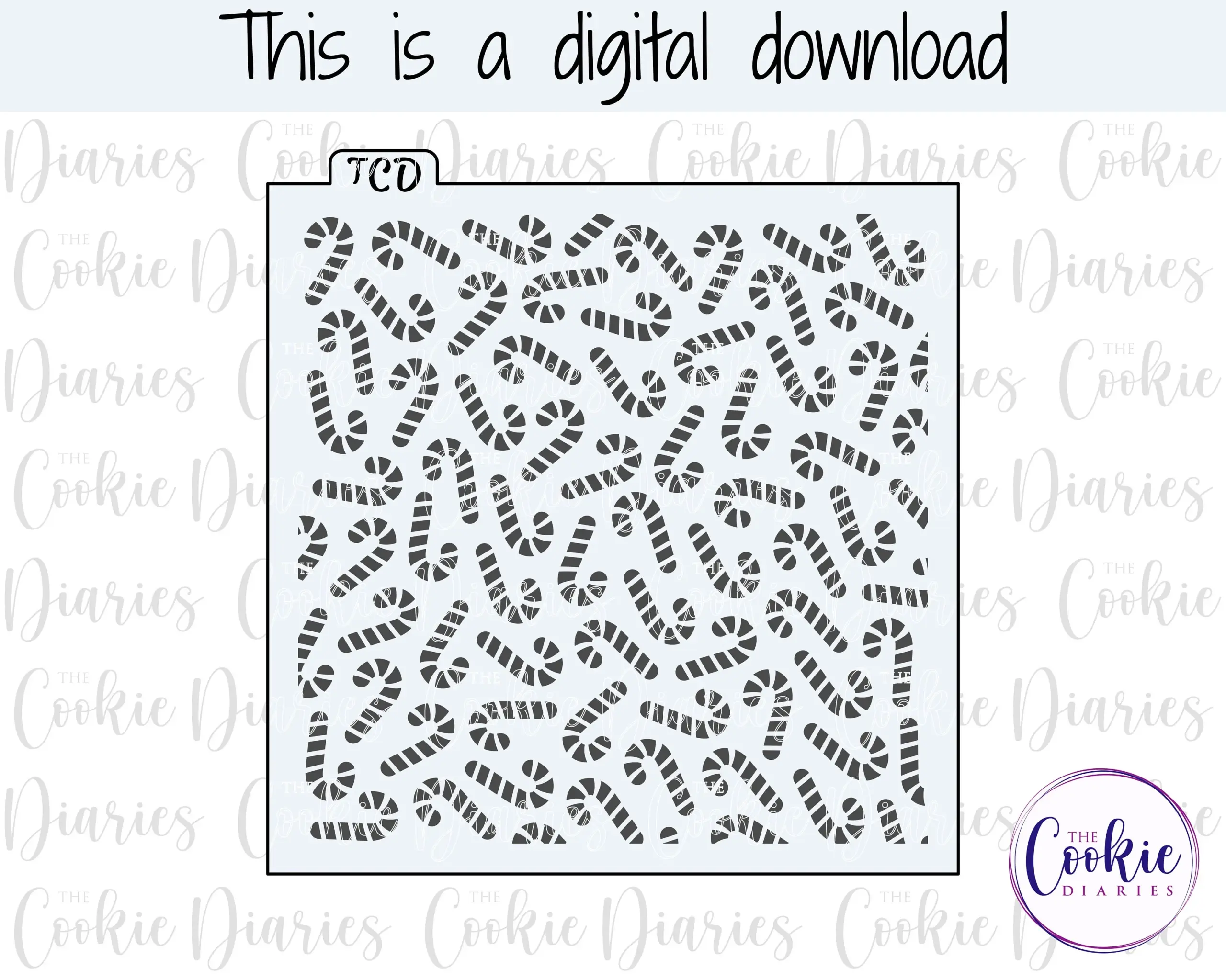 Digital Candy Canes Cookie Stencil File