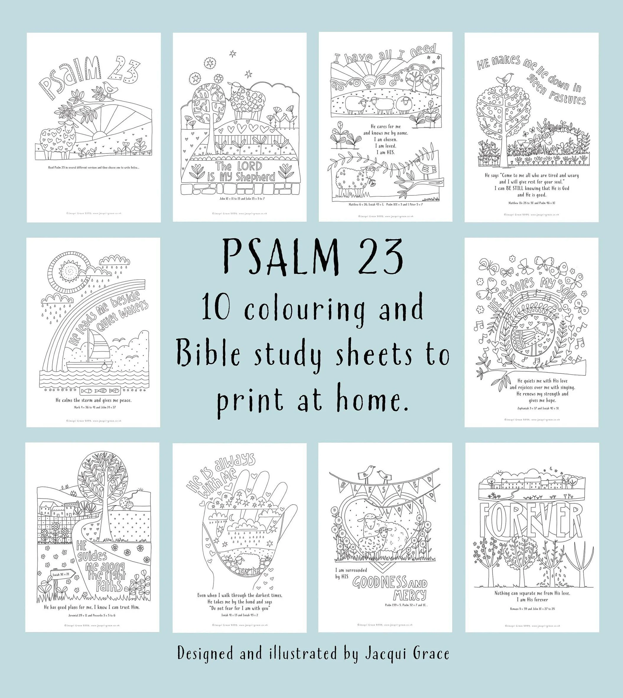 Digital Download Psalm 23 Colouring