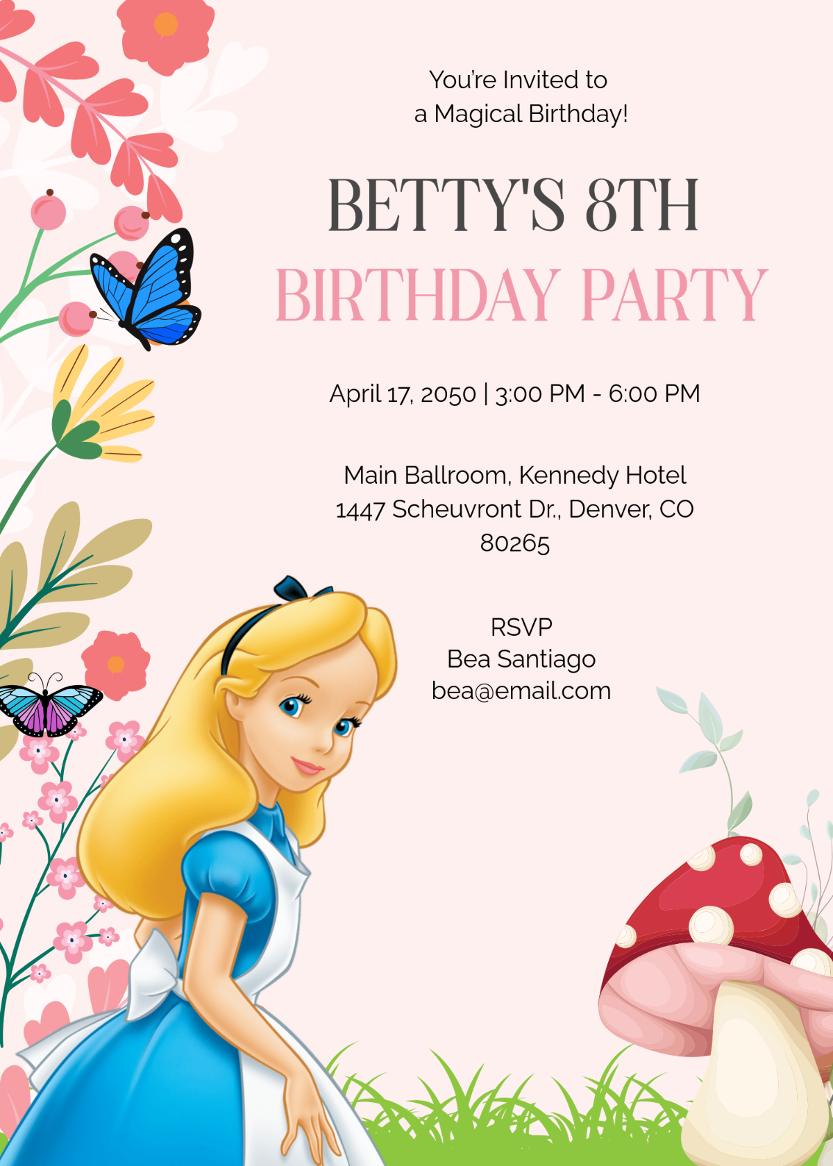 Disney Alice In Wonderland Invitation Disney Alice In Wonderland Invitation