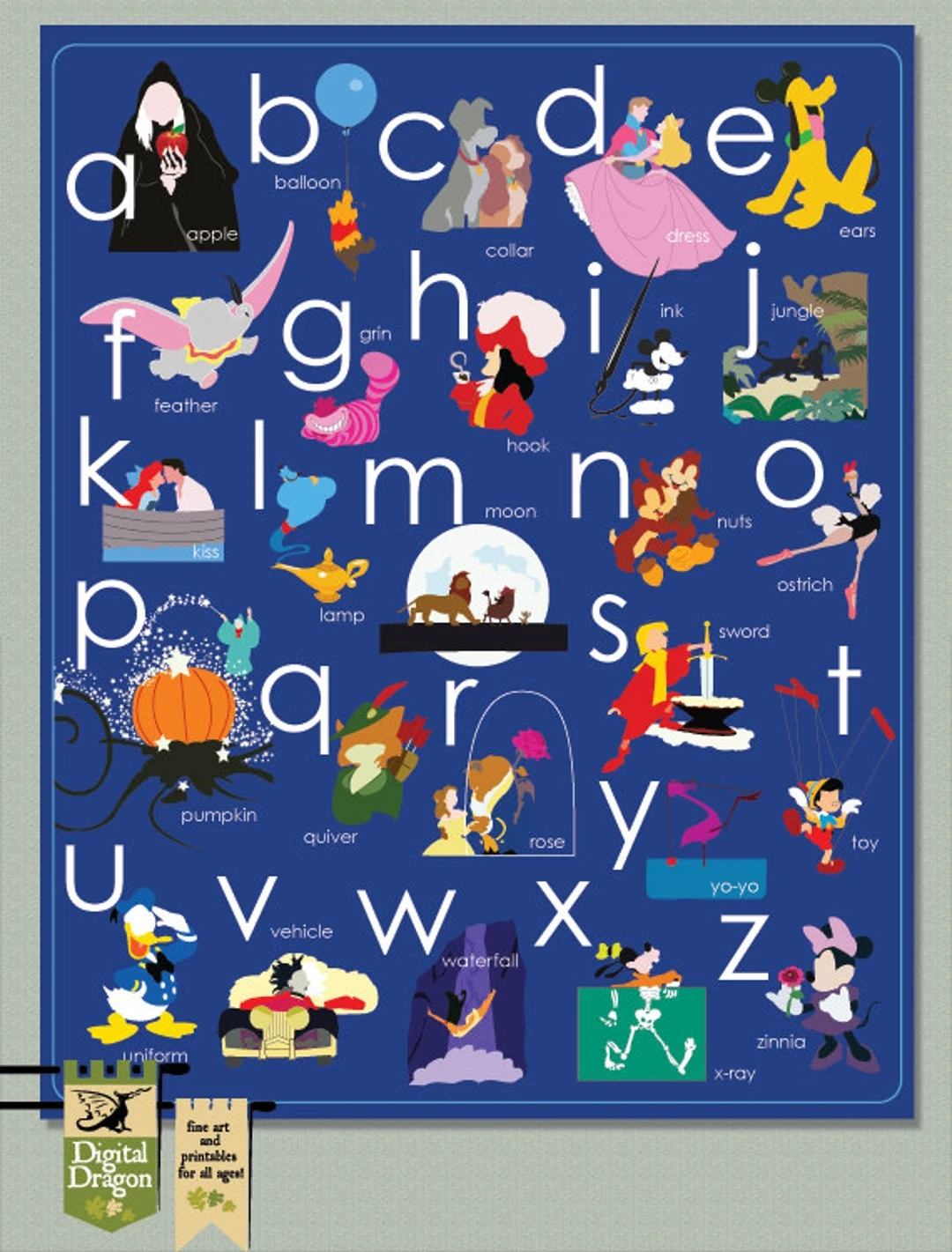 Disney Alphabet Toddler Poster Decor You Disney Alphabet Toddler Poster Decor You