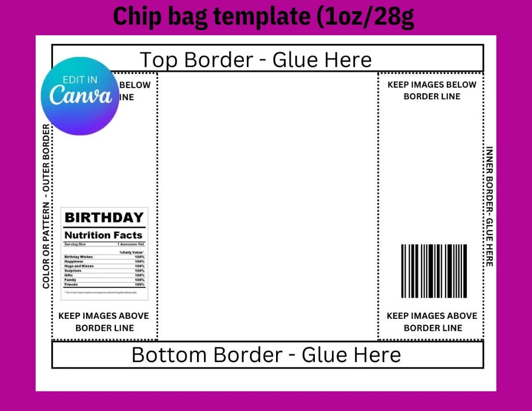Diy Chip Bag Template Custom Party Diy Chip Bag Template Custom Party