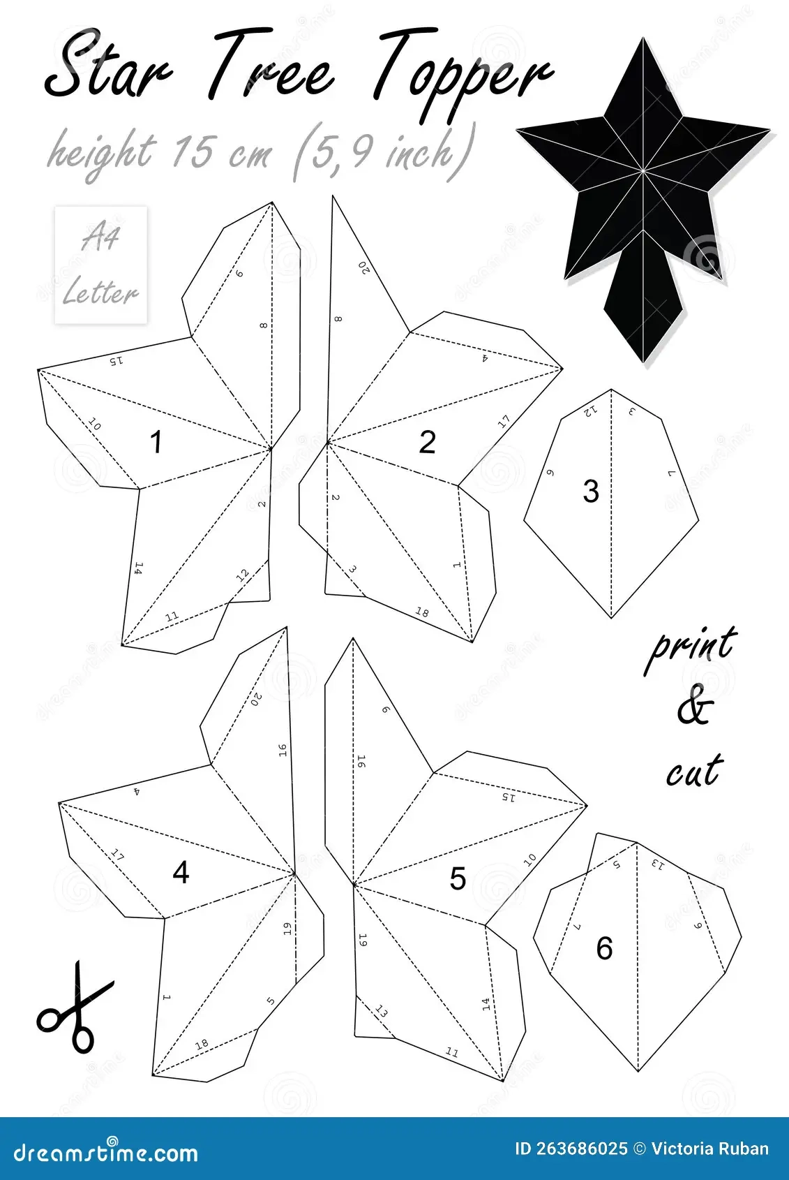Diy D Star Tree Topper Print Cut Glue Christmas Toy Diy D Star Tree Topper Print Cut Glue Christmas Toy Print Template Image263686025