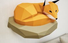DIY Papercraft Fox 3D Sculpture Template