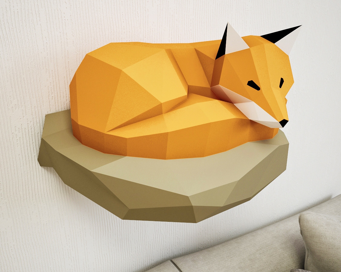 DIY Papercraft Fox 3D Sculpture Template DIY Papercraft Fox 3D Sculpture Template