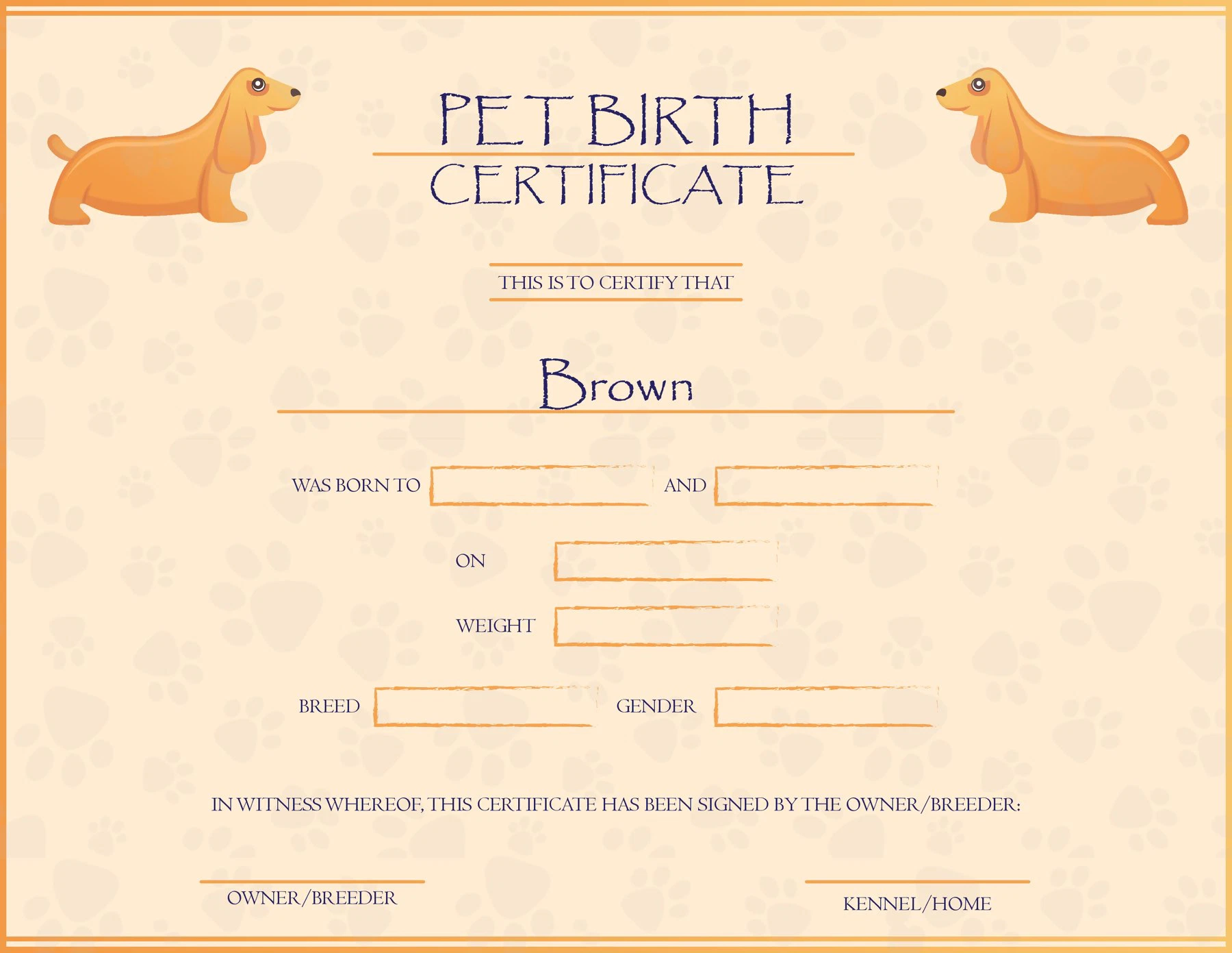 Dog Birth Certificates
