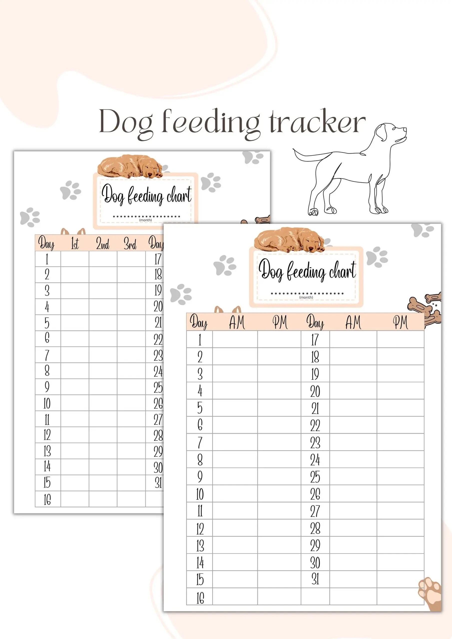 Dog Feeding Tracker Printable Feeding