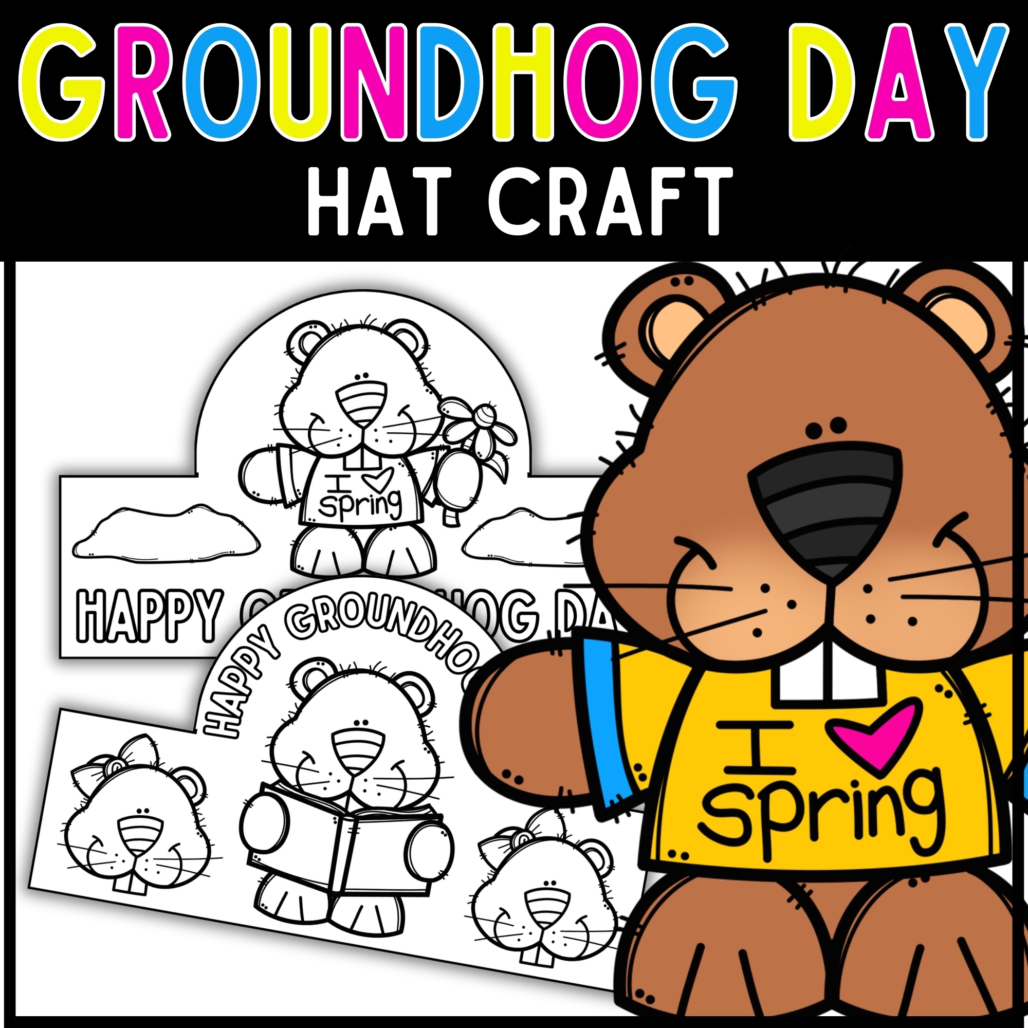 Dollar Deal Groundhog Day Hat Crown Craft February K 2 Coloring Activity