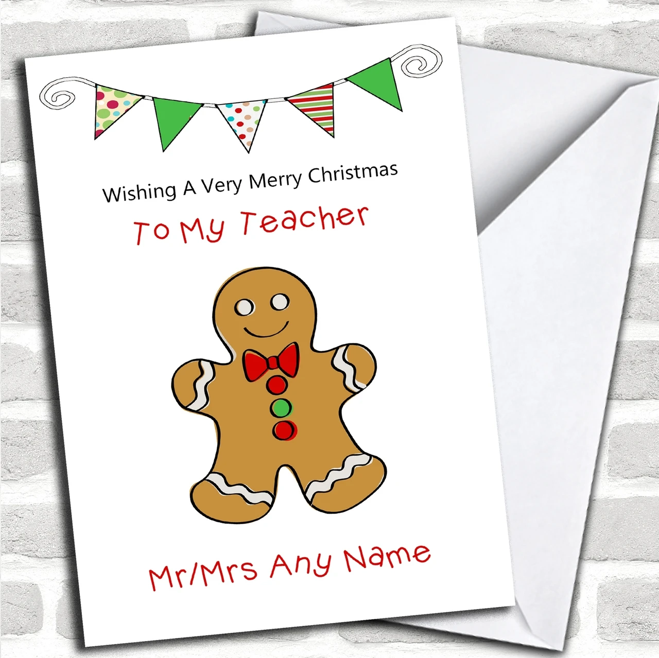 Doodle Gingerbread Man Teacher Personalized Christmas Card Doodle Gingerbread Man Teacher Personalized Christmas Card