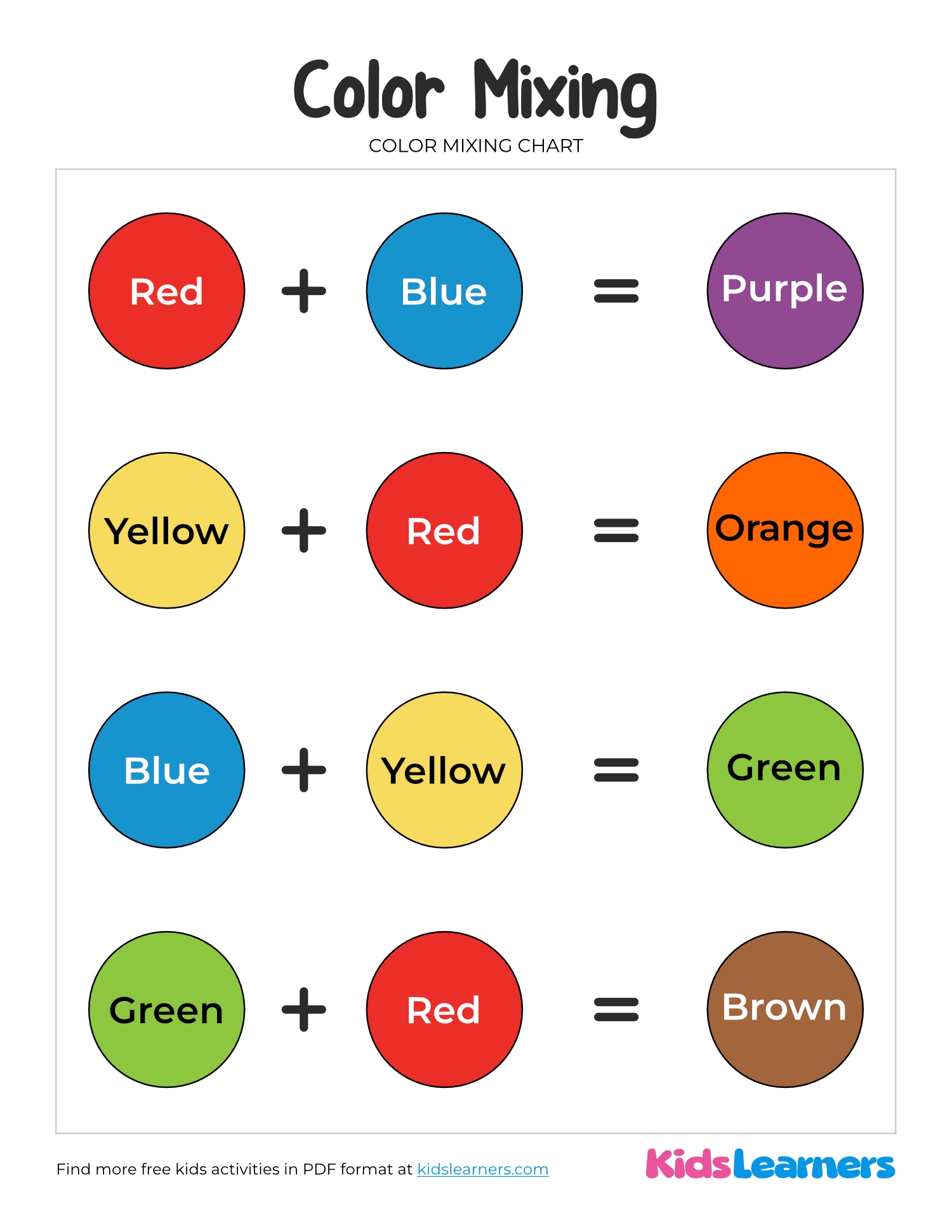 Downloadable Color Mixing Guide For Kids