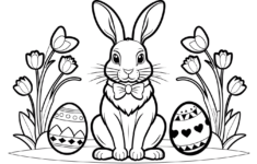 Drawing Easter Coloring Page Black And White Bunny