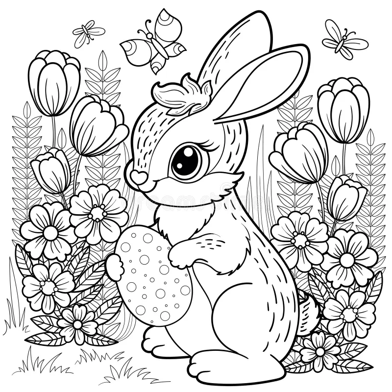 Easter Bunny Egg Black White Linear Drawing Vector Background Flowers Isolated Children S Design Coloring Image358188012 Easter Bunny Egg Black White Linear Drawing Vector Background Flowers Isolated Children S Design Coloring Image358188012